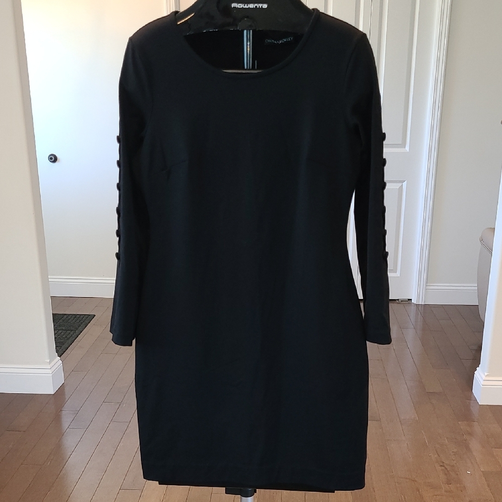 Cynthia Rowley Black Long Sleeve Sheath Dress Medium